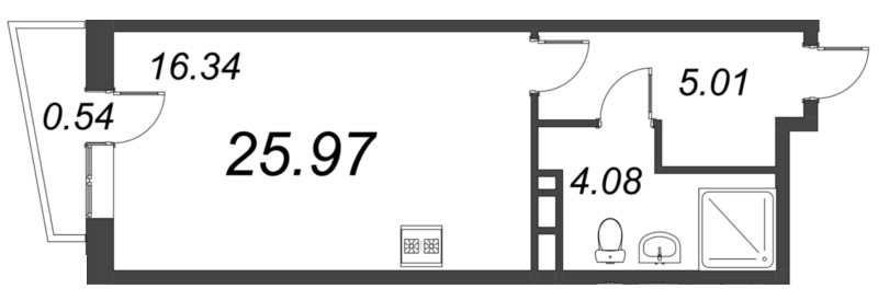 Квартира-студия, 25.97 м² - планировка, фото №1