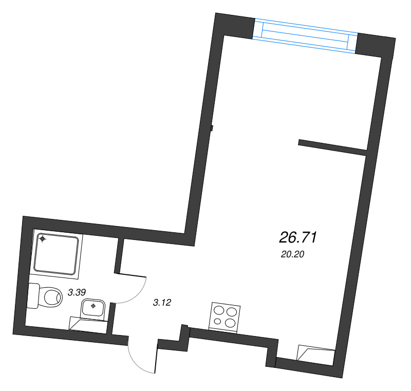 Квартира-студия, 26.71 м² в ЖК "Аквилон Riva" - планировка, фото №1