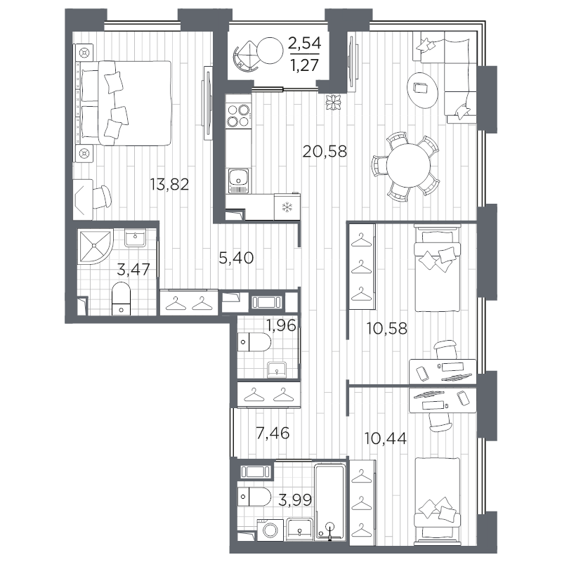 4-комнатная (Евро) квартира, 78.97 м² в ЖК "Оптимист" - планировка, фото №1