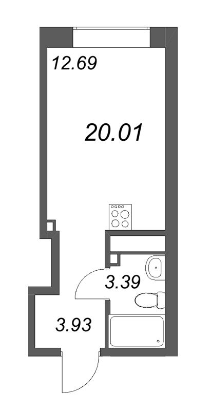 Квартира-студия, 20.01 м² - планировка, фото №1
