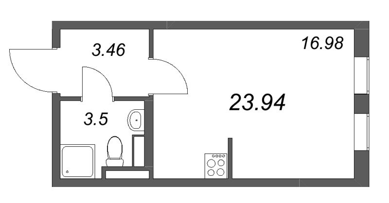 Квартира-студия, 23.94 м² в ЖК "Новая история" - планировка, фото №1