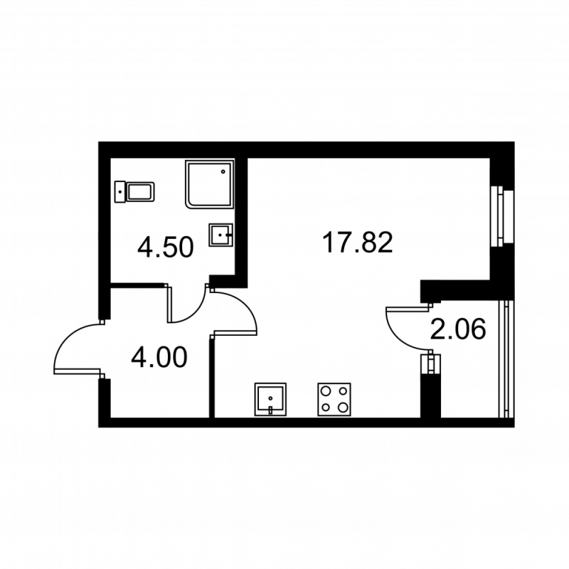 Квартира-студия, 27.35 м² в ЖК "Квартал Заречье" - планировка, фото №1