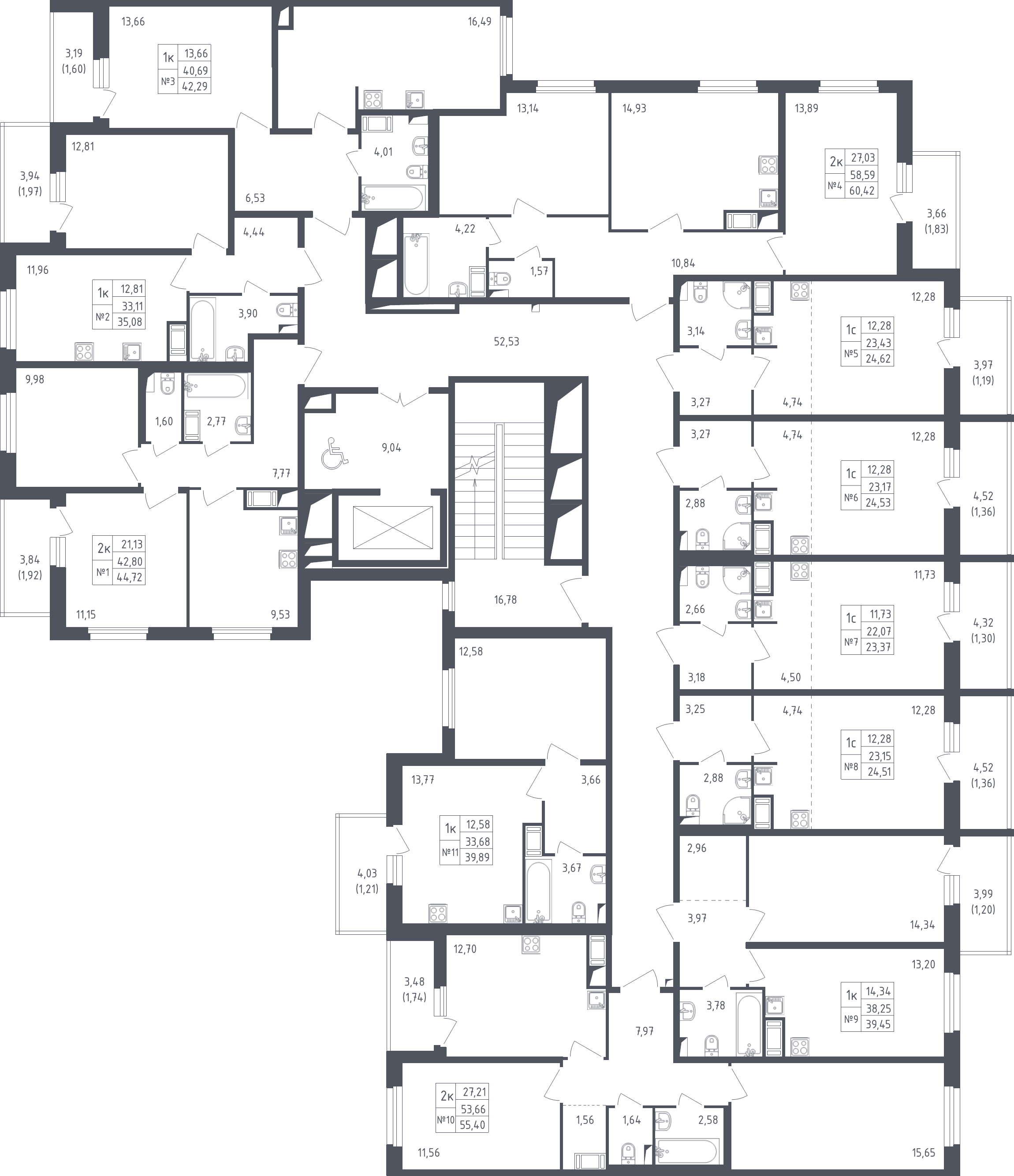 Квартира-студия, 24.53 м² - планировка этажа