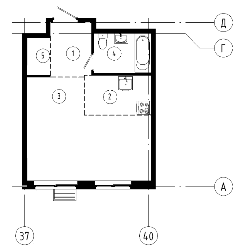 Квартира-студия, 35.1 м² в ЖК "Ягодное Река Парк" - планировка, фото №1
