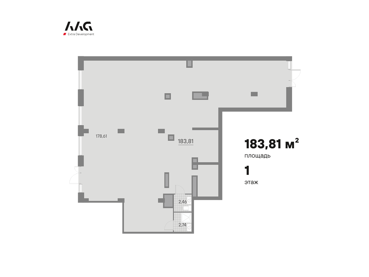 Помещение, 183.81 м² в ЖК "Avant" - планировка, фото №1