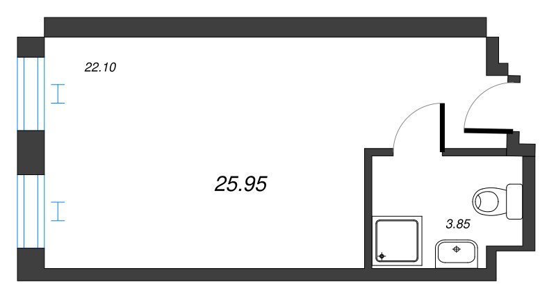 Квартира-студия, 26.91 м² в ЖК "We'll" - планировка, фото №1