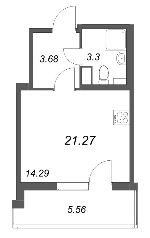 Квартира-студия, 21.27 м² в ЖК "Любоград" - планировка, фото №1