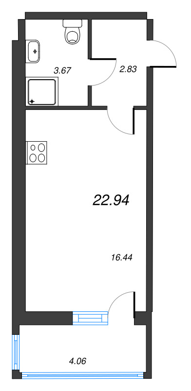Квартира-студия, 22.94 м² в ЖК "Полис ЛАВрики" - планировка, фото №1