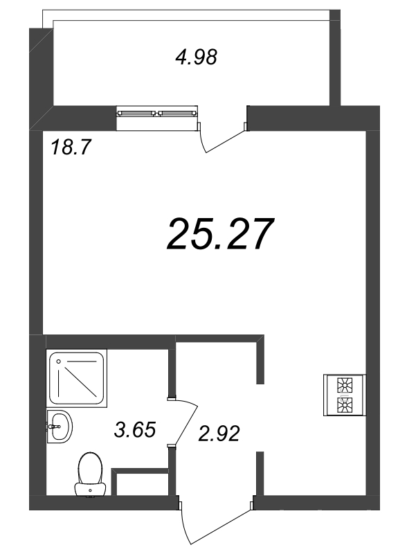 Квартира-студия, 30.25 м² в ЖК "Новые горизонты" - планировка, фото №1