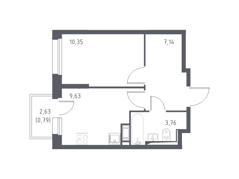 1-комнатная квартира, 31.67 м² в ЖК "Новые Лаврики" - планировка, фото №1