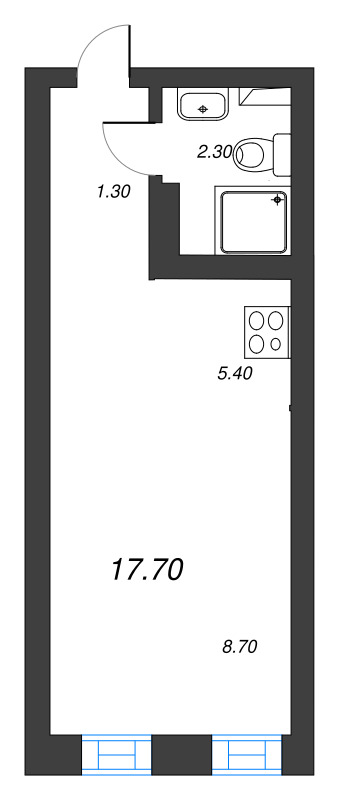 Квартира-студия, 17.7 м² в ЖК "Эко Квартал Нега" - планировка, фото №1