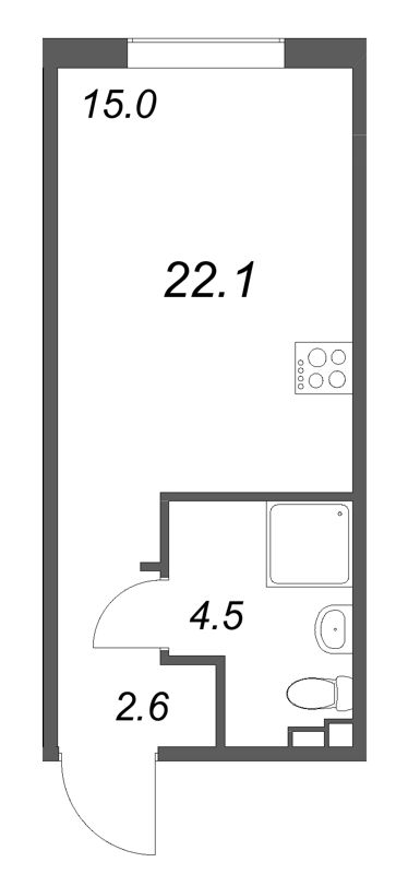Квартира-студия, 22.1 м² в ЖК "Пулково Lake" - планировка, фото №1