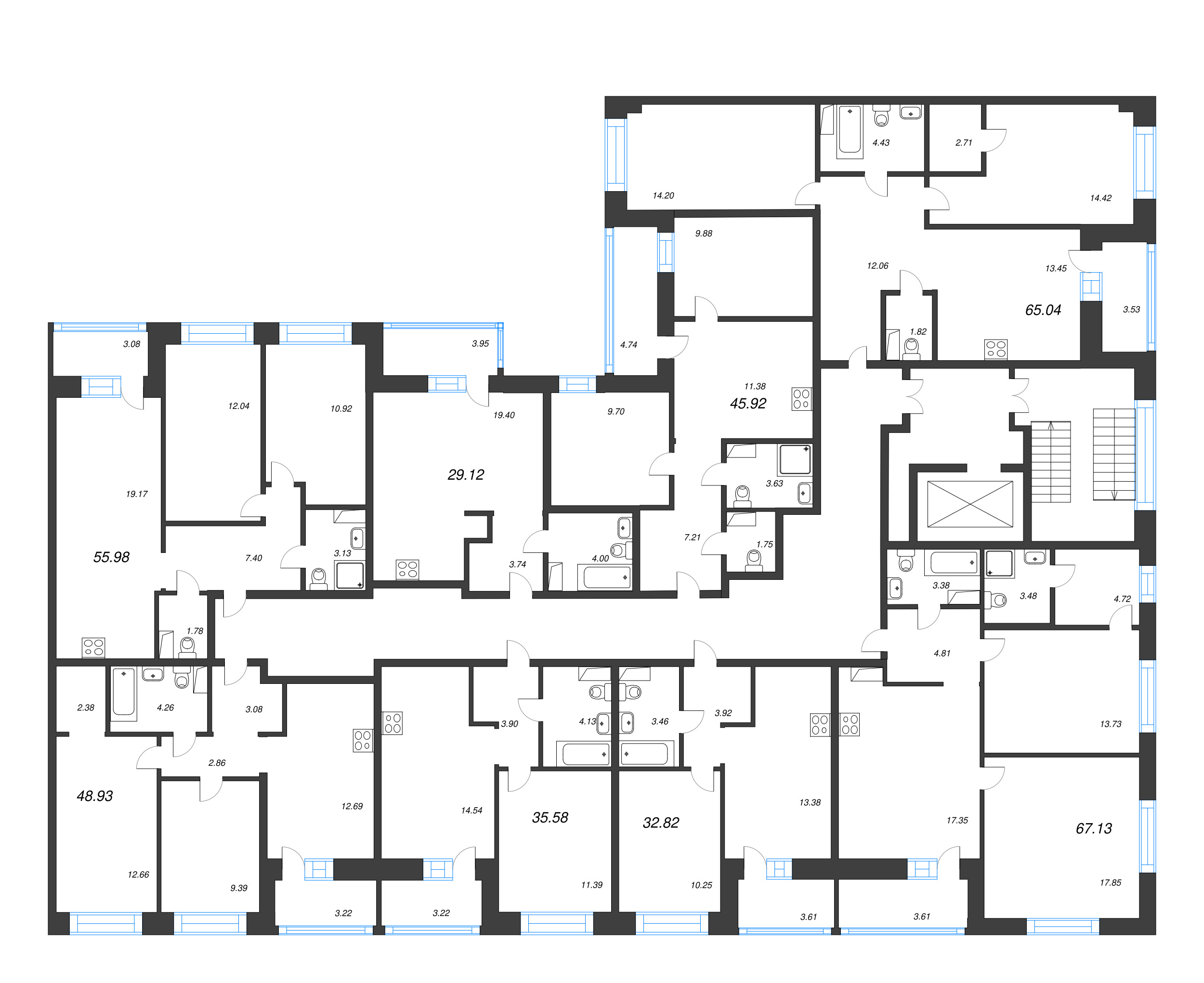 Квартира-студия, 29.12 м² в ЖК "Уютный" - планировка этажа