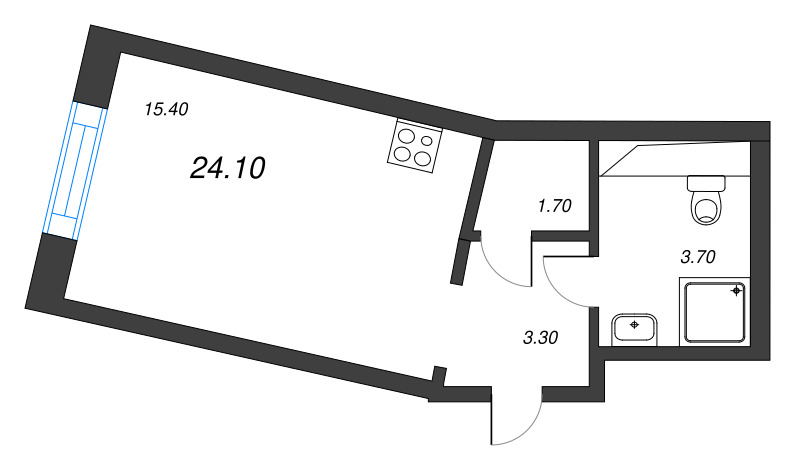 Квартира-студия, 24.1 м² в ЖК "Большая Охта" - планировка, фото №1