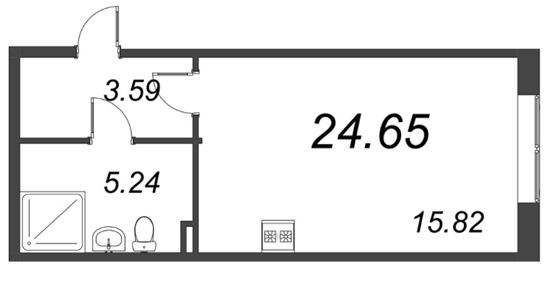 Квартира-студия, 24.65 м² в ЖК "VEREN NORT сертолово" - планировка, фото №1