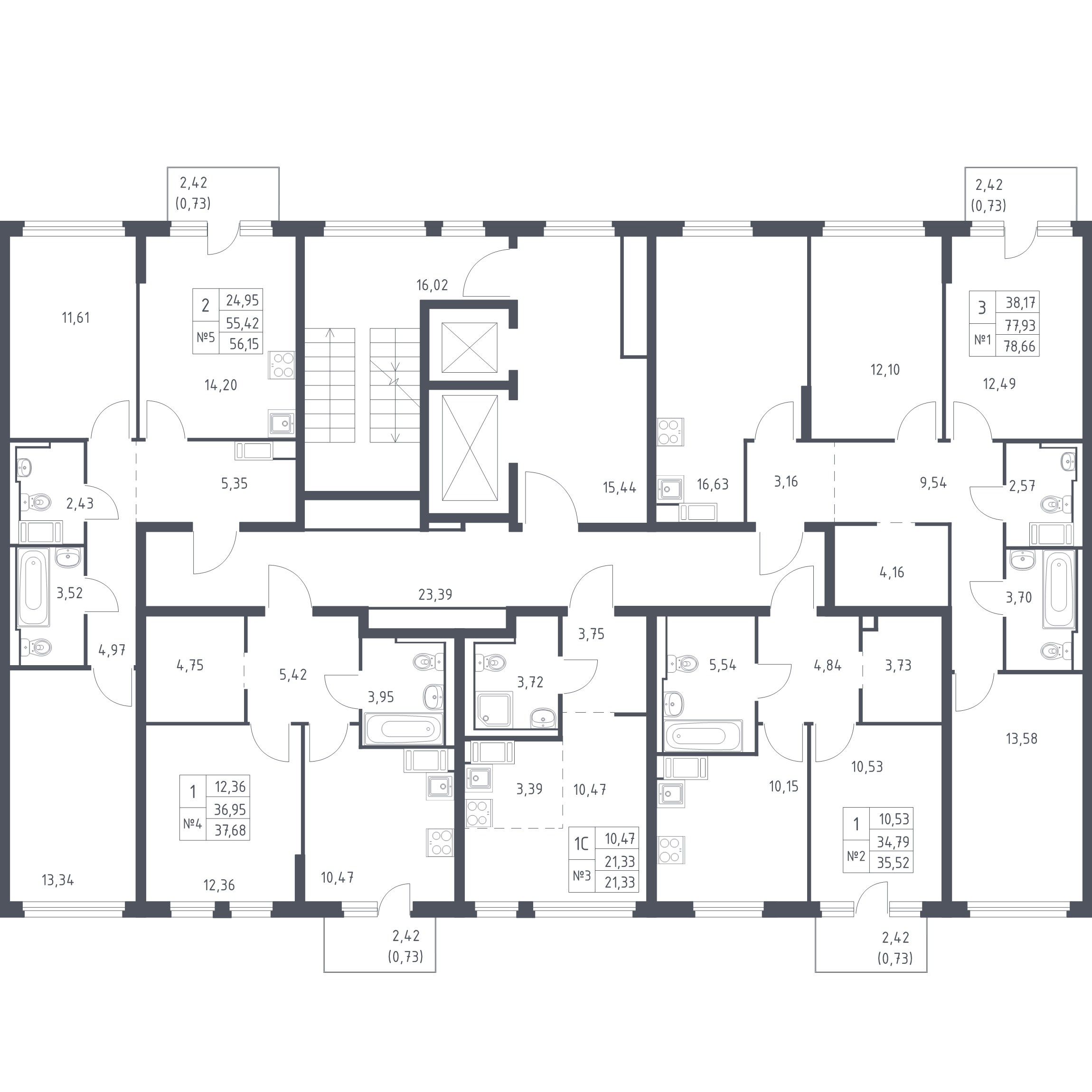 Квартира-студия, 21.33 м² в ЖК "Новое Колпино" - планировка этажа