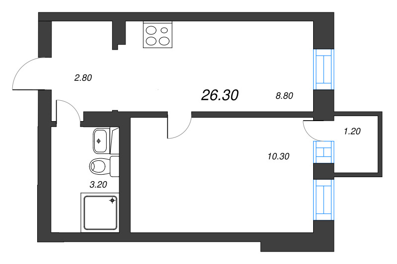 1-комнатная квартира, 25.5 м² в ЖК "Эко Квартал Нега" - планировка, фото №1