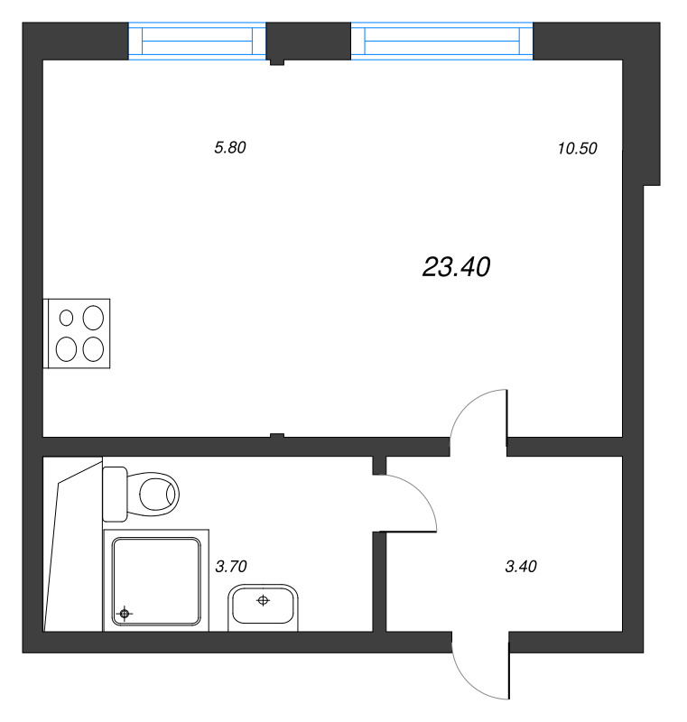 Квартира-студия, 22.8 м² в ЖК "ЛСР. Ржевский парк" - планировка, фото №1