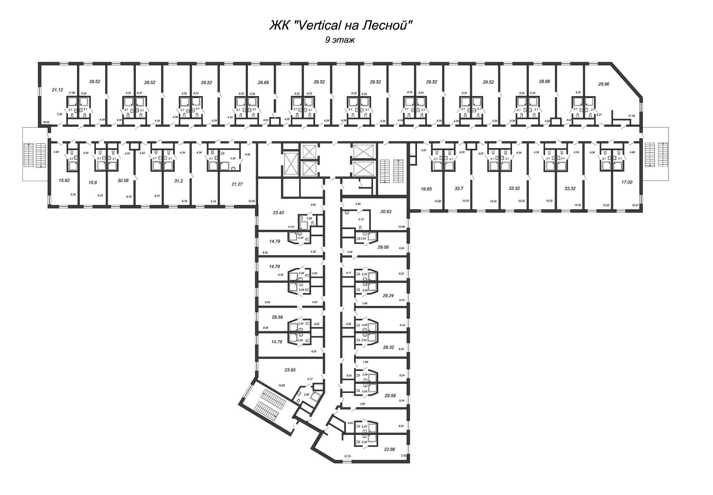 1-комнатная квартира, 29.5 м² в ЖК "Vertical We&I" - планировка этажа