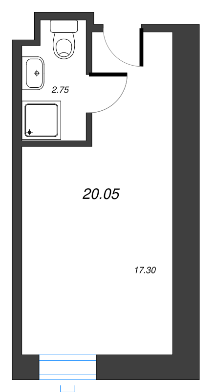 Квартира-студия, 20.16 м² - планировка, фото №1