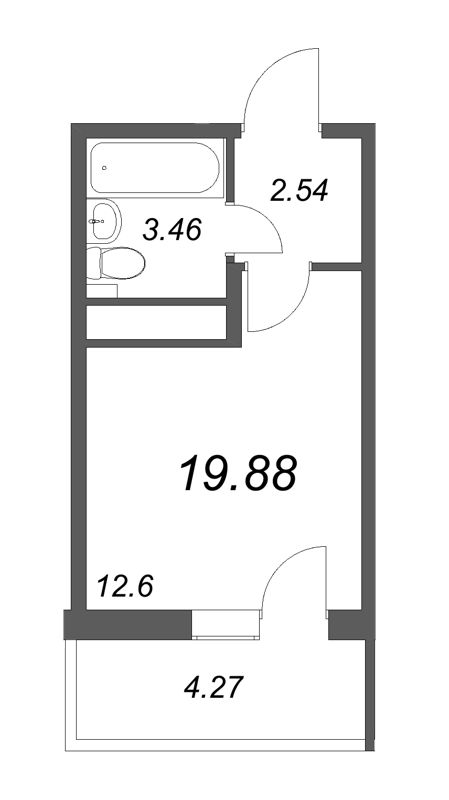 Квартира-студия, 19.88 м² - планировка, фото №1