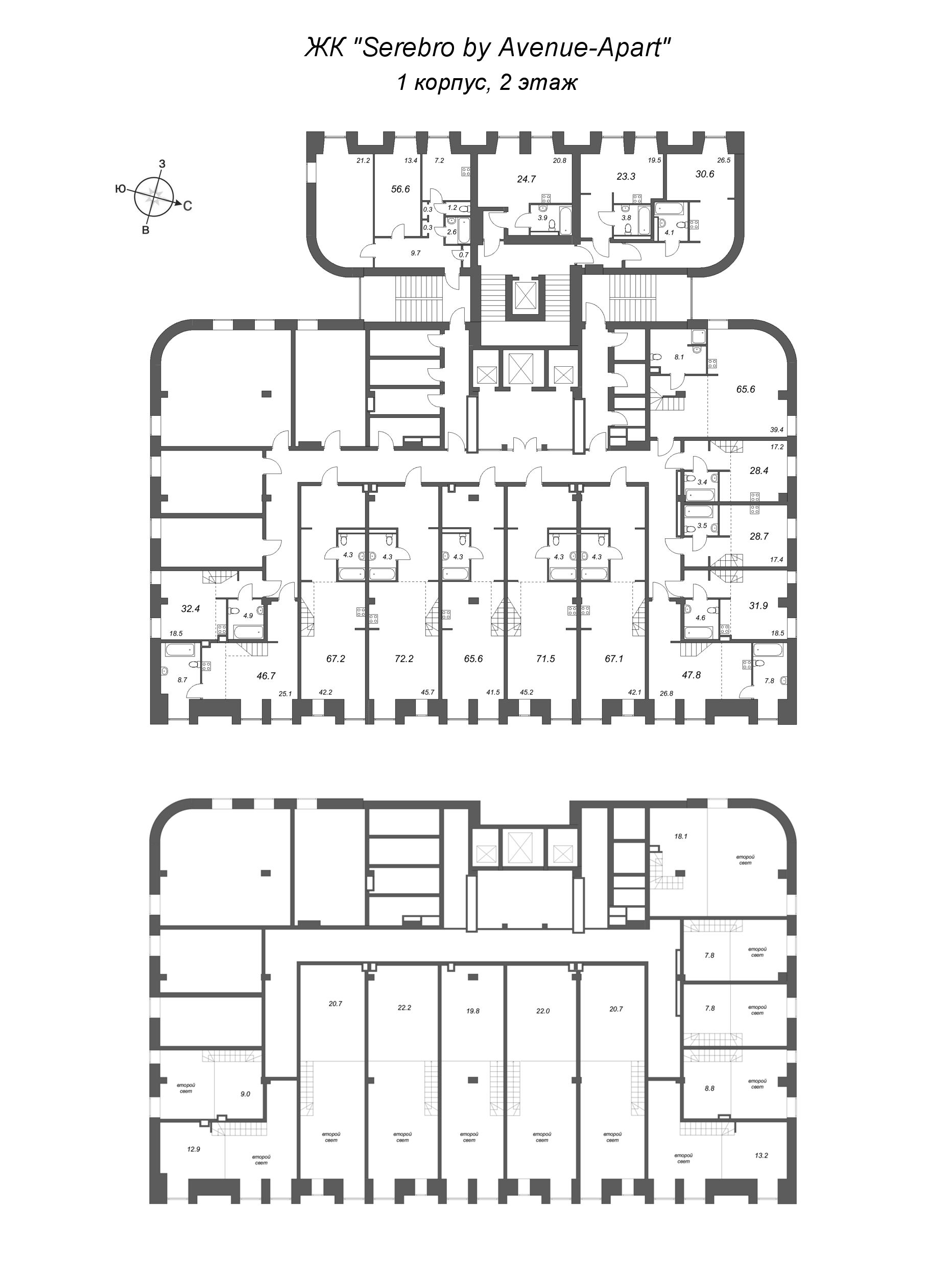 Квартира-студия, 47.8 м² в ЖК "Serebro by Avenue-Apart" - планировка этажа