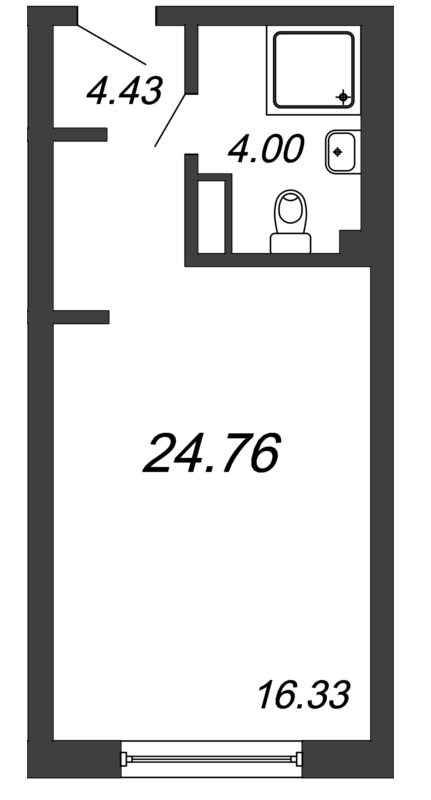 Квартира-студия, 24.76 м² - планировка, фото №1