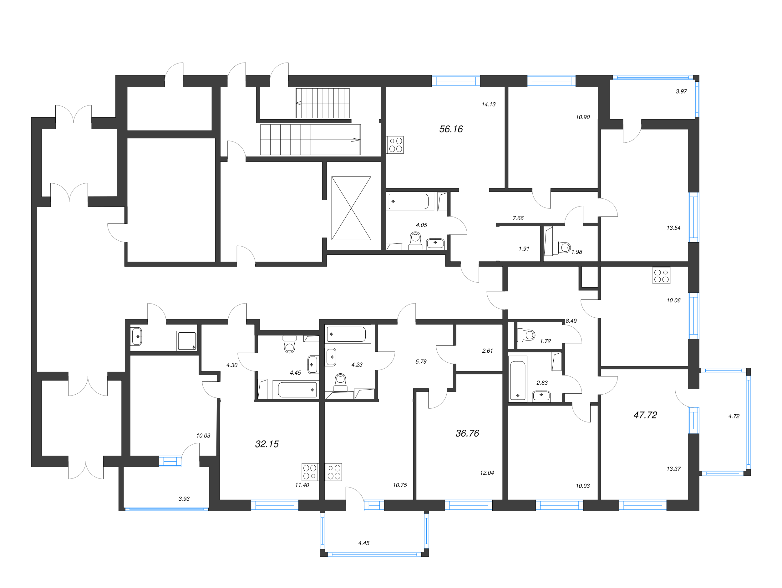 1-комнатная квартира, 31.7 м² в ЖК "Jaanila Драйв" - планировка этажа