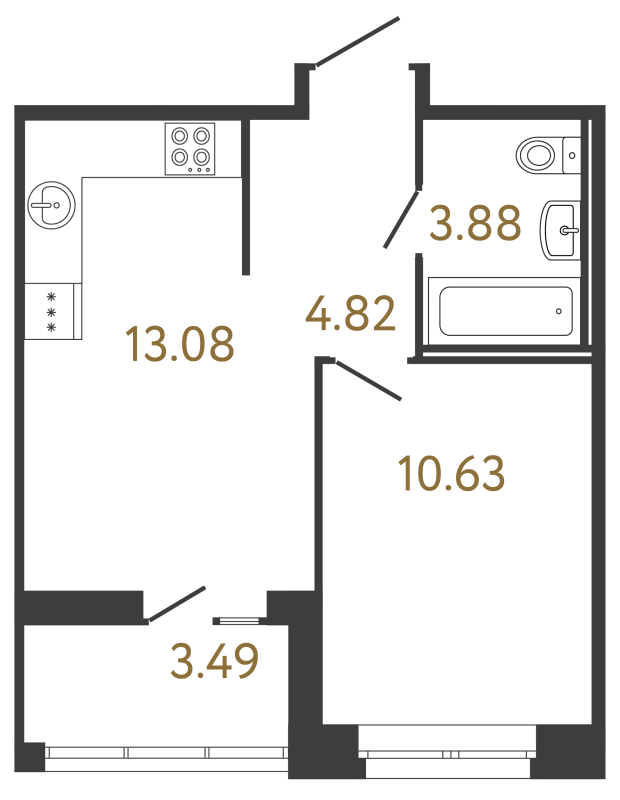 1-комнатная квартира, 32.41 м² в ЖК "Ultra City 3.0" - планировка, фото №1