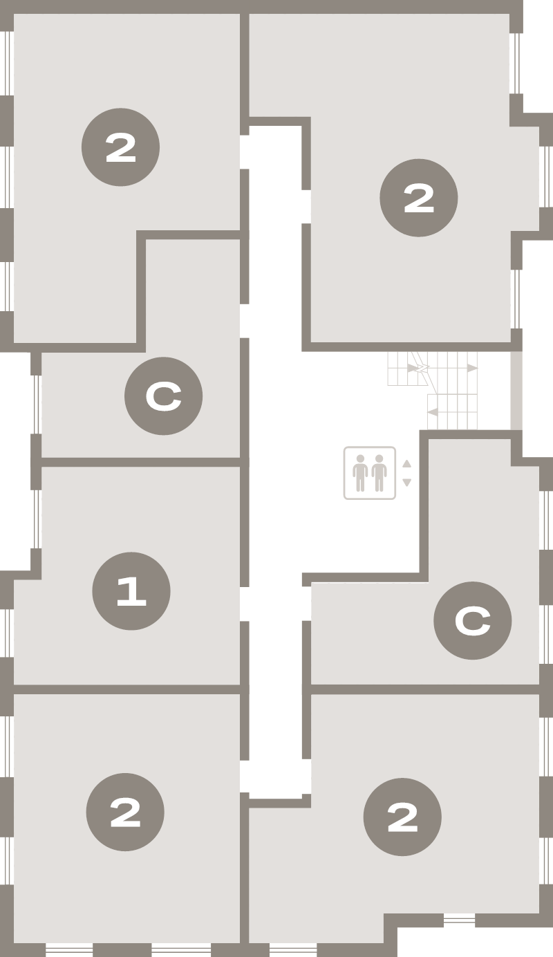 2-комнатная квартира, 48.3 м² - планировка этажа