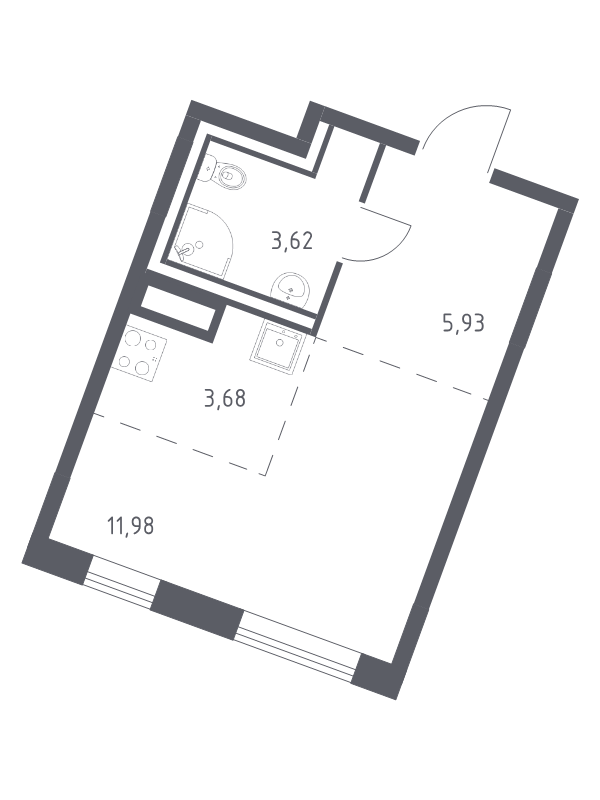 Квартира-студия, 25.21 м² в ЖК "Квартал Лаголово" - планировка, фото №1