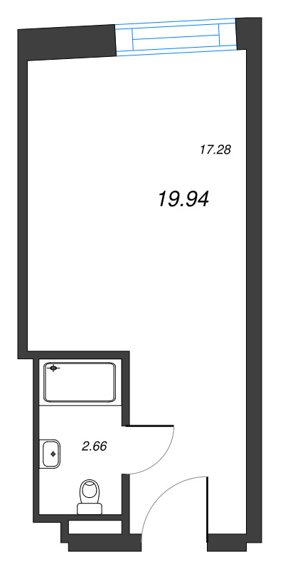 Квартира-студия, 19.94 м² - планировка, фото №1