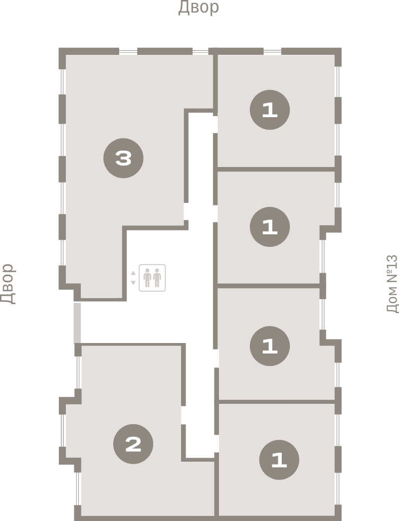 3-комнатная (Евро) квартира, 64.2 м² в ЖК "Брусника в Новоселье" - планировка этажа