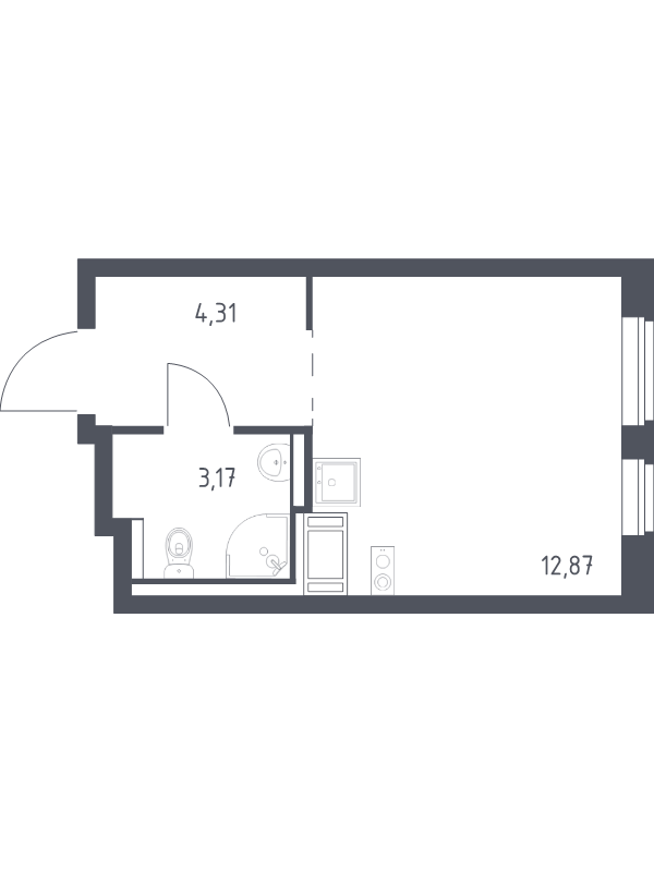 Квартира-студия, 20.35 м² - планировка, фото №1