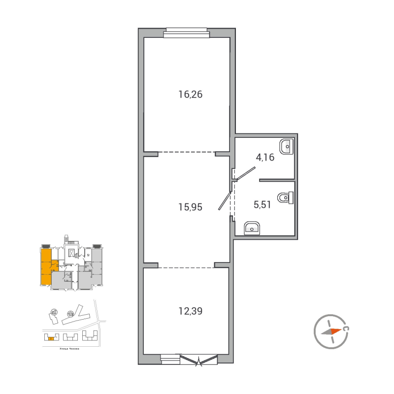 Помещение, 54.27 м² в ЖК "IQ Гатчина" - планировка, фото №1