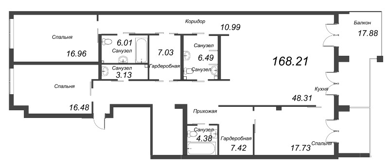 Квартира-студия, 170.19 м² в ЖК "АСТРУМ" - планировка, фото №1