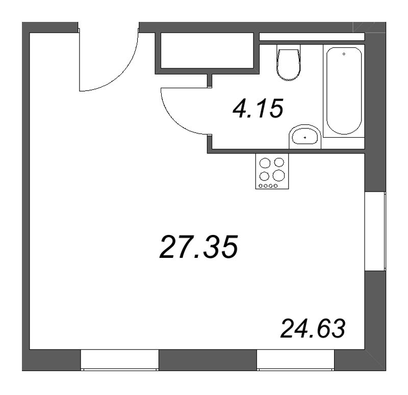 1-комнатная квартира, 29.56 м² в ЖК "Арт Плаза" - планировка, фото №1
