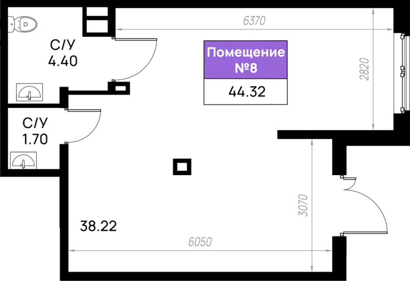 Помещение, 44.32 м² в ЖК "Имена" - планировка, фото №1