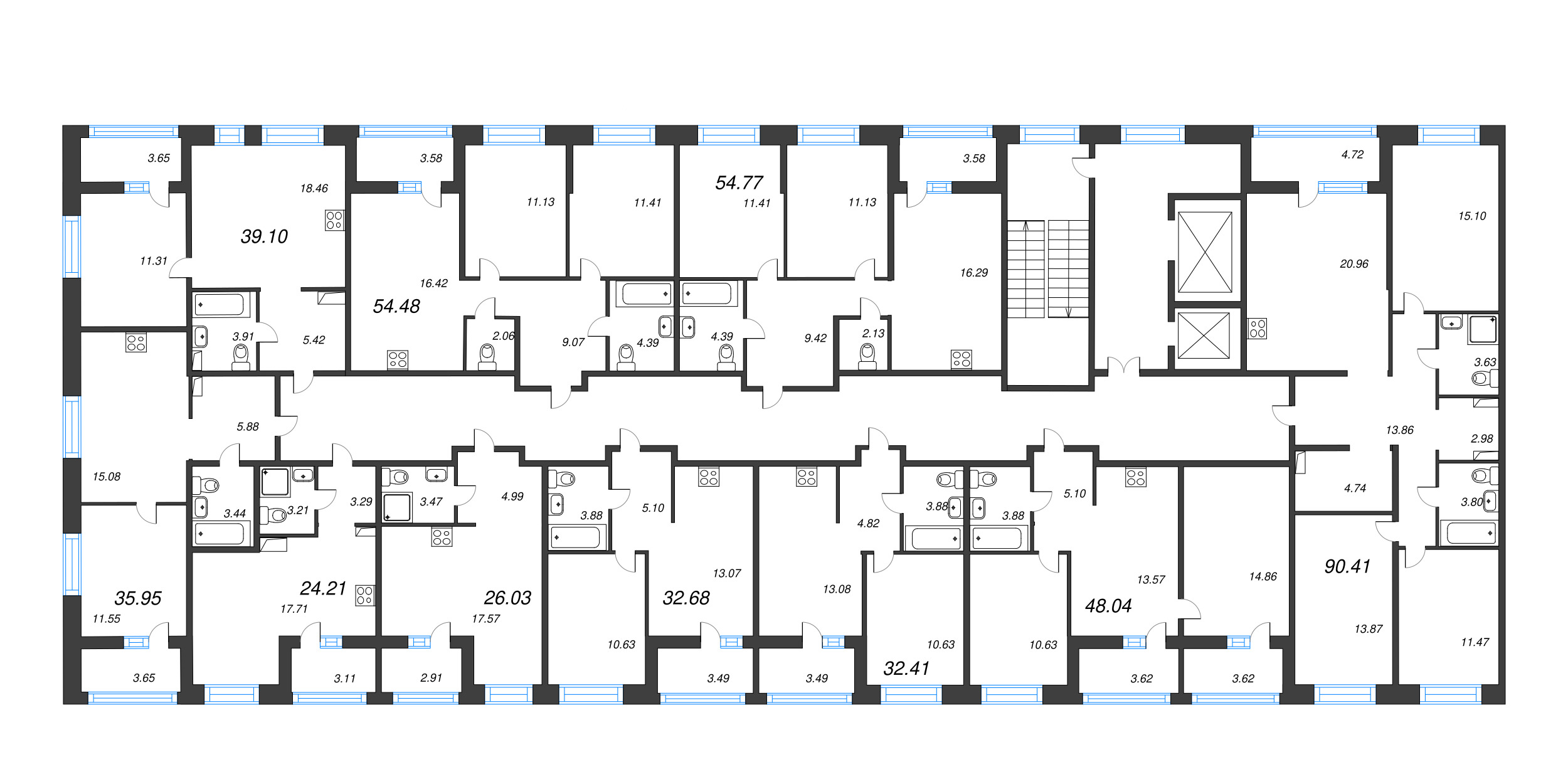 Квартира-студия, 26.03 м² - планировка этажа