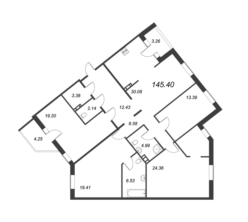 5-комнатная (Евро) квартира, 145.4 м² - планировка, фото №1