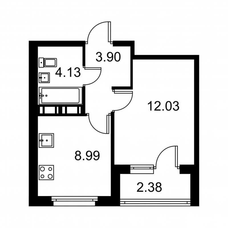 1-комнатная квартира, 30.24 м² в ЖК "Квартал Заречье" - планировка, фото №1