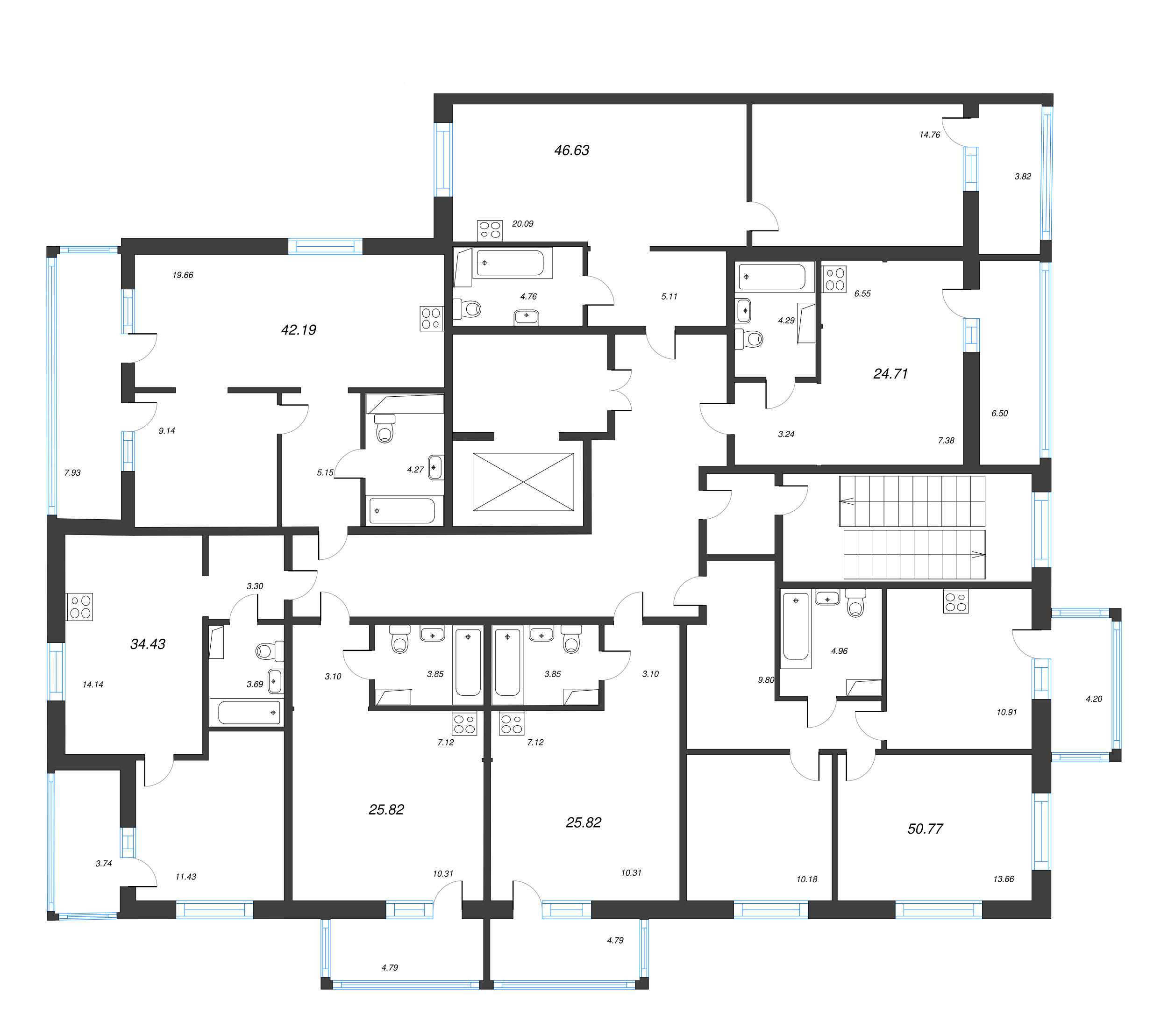 2-комнатная квартира, 53.71 м² в ЖК "Jaanila Драйв" - планировка этажа
