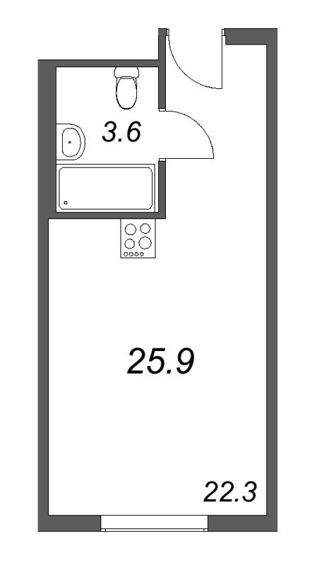 Квартира-студия, 25.9 м² в ЖК "ARTSTUDIO M103" - планировка, фото №1