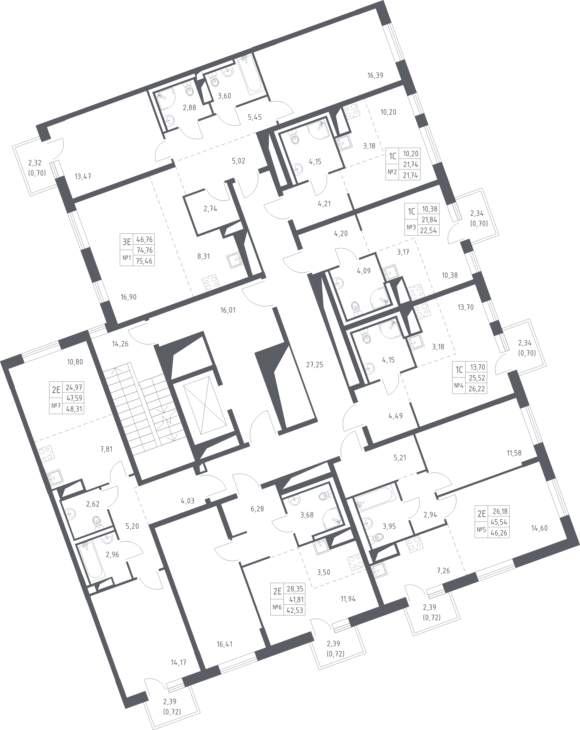 Квартира-студия, 26.22 м² - планировка этажа