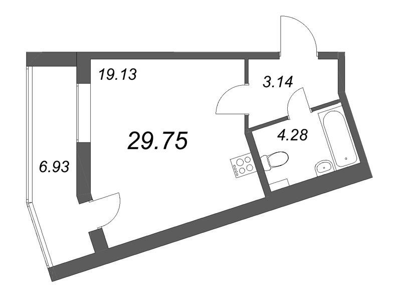 Квартира-студия, 29.8 м² в ЖК "Аквилон All in 3.0" - планировка, фото №1