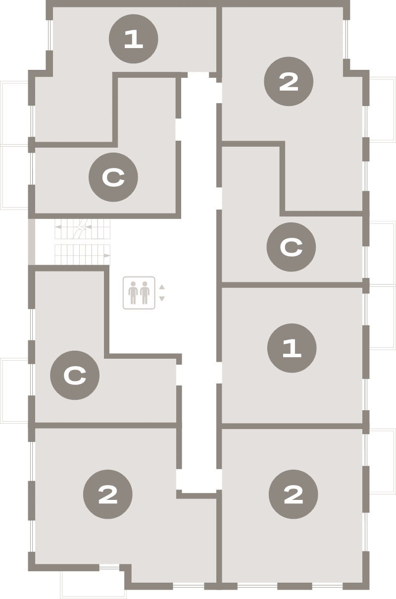 2-комнатная (Евро) квартира, 46.6 м² в ЖК "Брусника в Новоселье" - планировка этажа