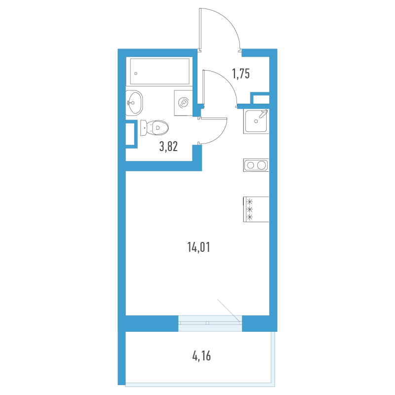Квартира-студия, 20.83 м² в ЖК "Аэросити" - планировка, фото №1