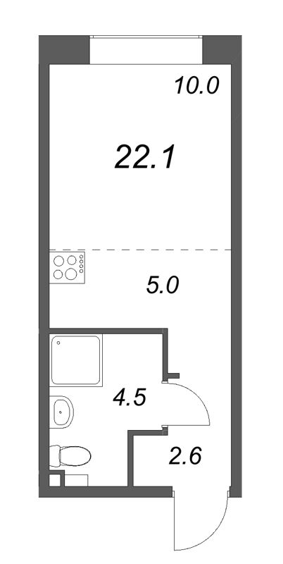 Квартира-студия, 22.1 м² в ЖК "Пулково Lake" - планировка, фото №1