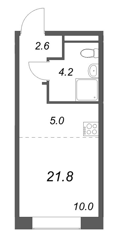 Квартира-студия, 21.8 м² в ЖК "Пулково Lake" - планировка, фото №1