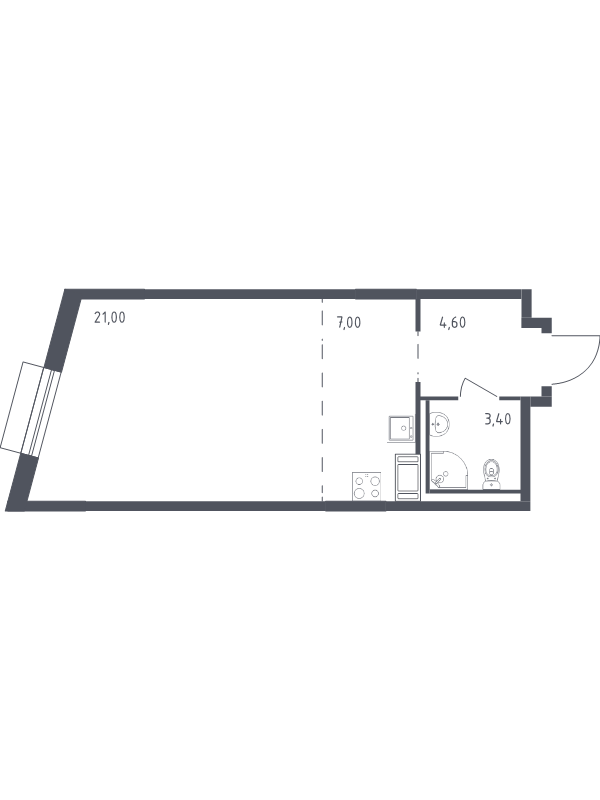 Квартира-студия, 36 м² в ЖК "Курортный Квартал" - планировка, фото №1